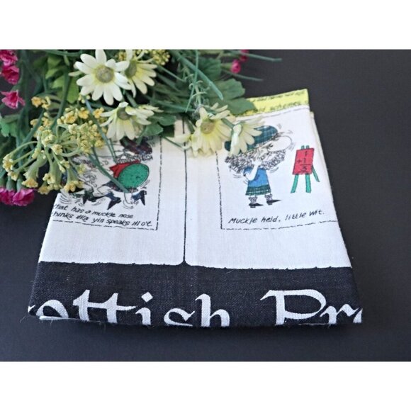 Tea Towel Souvenir Old Scottish Proverbs Tea Towel Linen Vintage - Picture 4 of 4